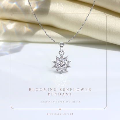 Radiant Blossom Solitaire Pendant in 92.5 Sterling Silver With Diamond like Brilliance Zirconia