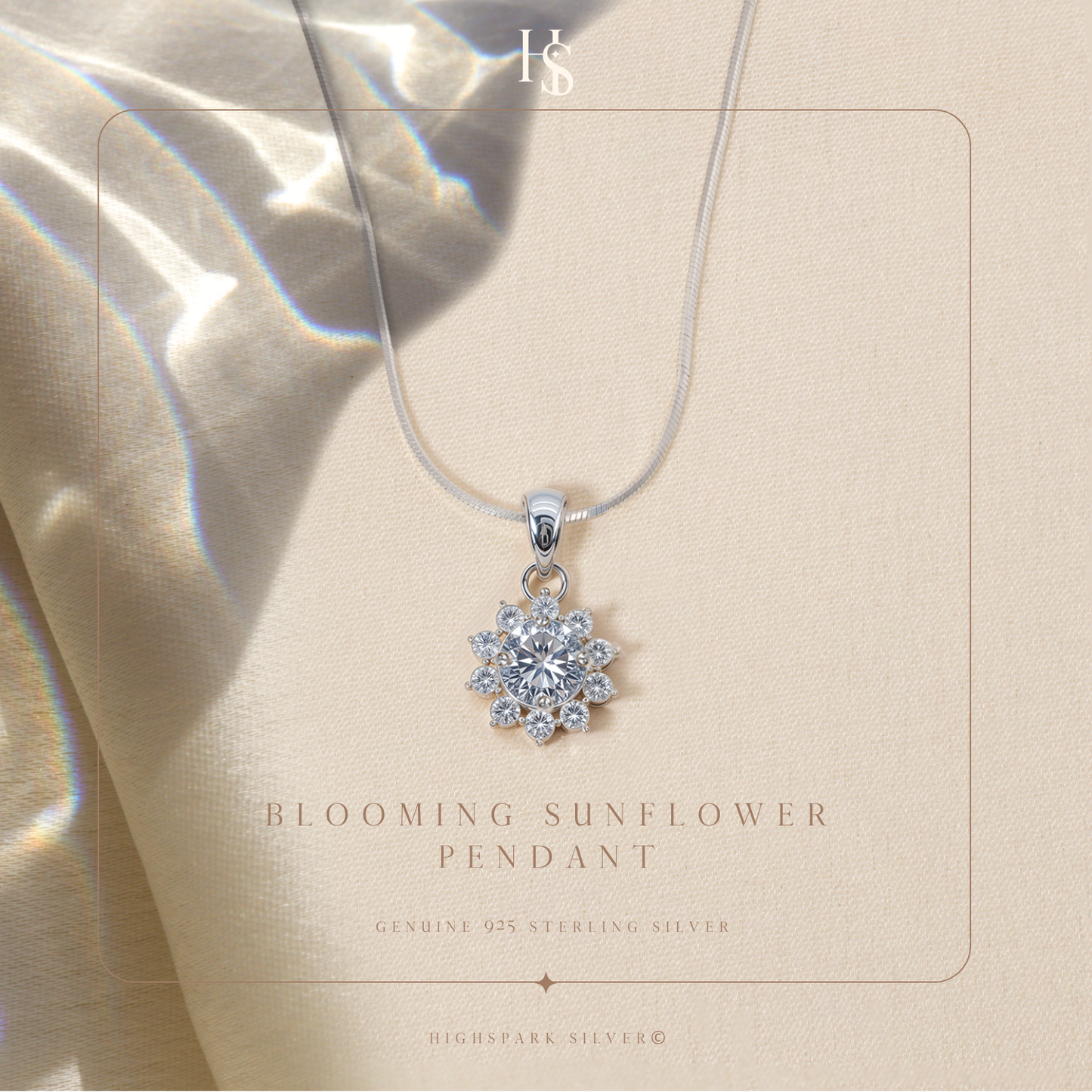 Radiant Blossom Solitaire Pendant in 92.5 Sterling Silver With Diamond like Brilliance Zirconia