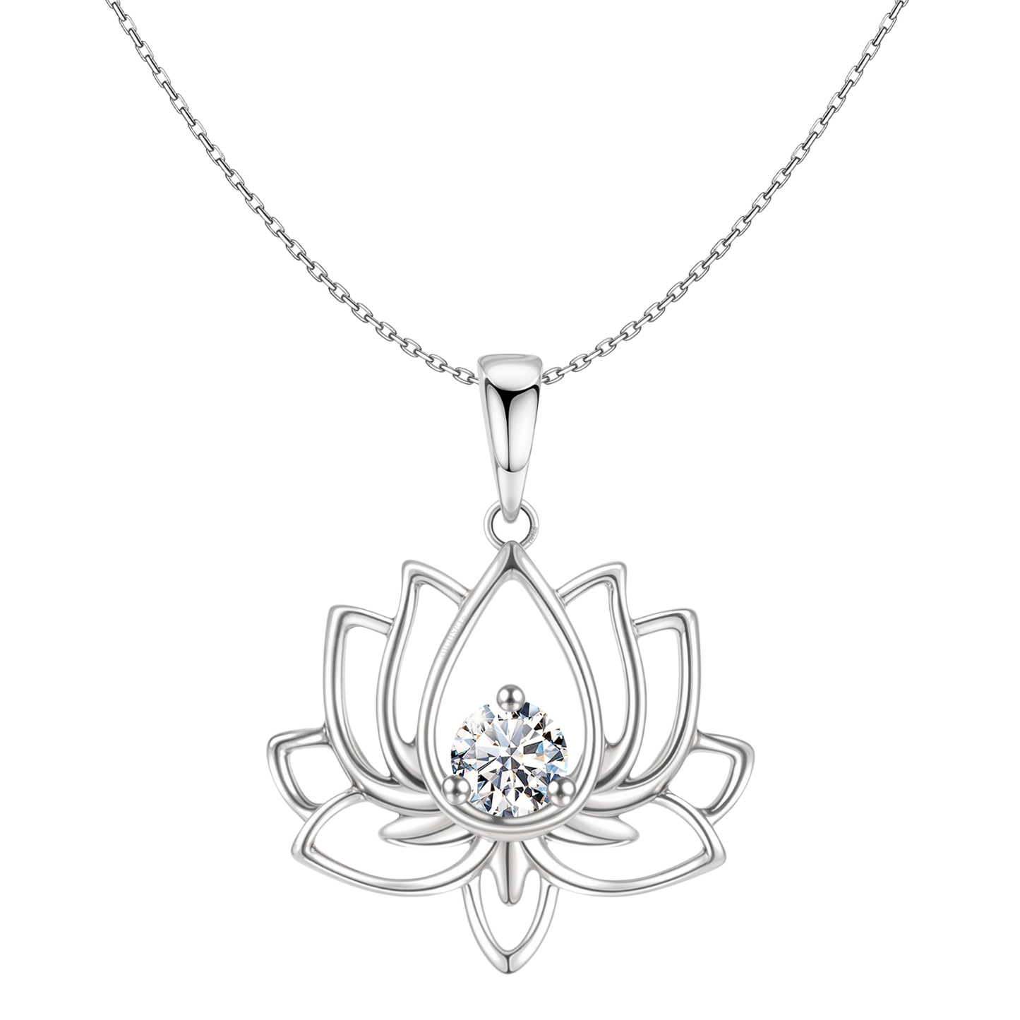 Lotus Solitaire Pendant in 92.5 Sterling Silver With Diamond like Brilliance Zirconia