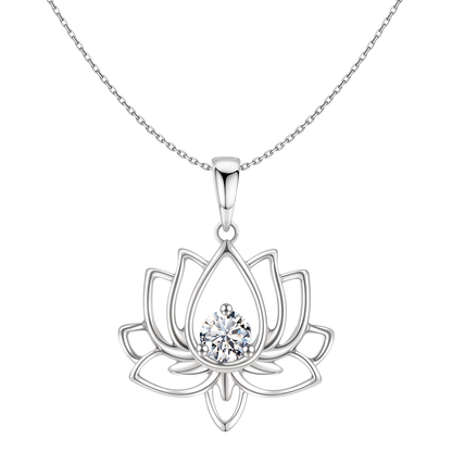 Lotus Solitaire Pendant in 92.5 Sterling Silver With Diamond like Brilliance Zirconia