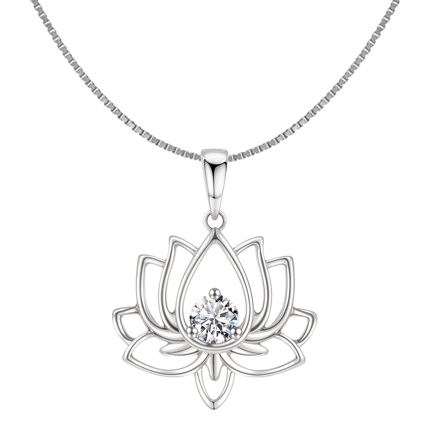 Lotus Solitaire Pendant in 92.5 Sterling Silver With Diamond like Brilliance Zirconia