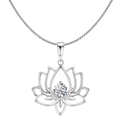 Lotus Solitaire Pendant in 92.5 Sterling Silver With Diamond like Brilliance Zirconia