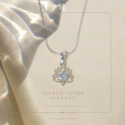 Lotus Solitaire Pendant in 92.5 Sterling Silver With Diamond like Brilliance Zirconia