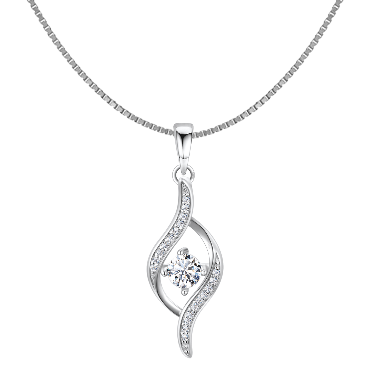 Studded Dew Drop Solitaire Pendant in 92.5 Sterling Silver With Diamond like Brilliance Zirconia