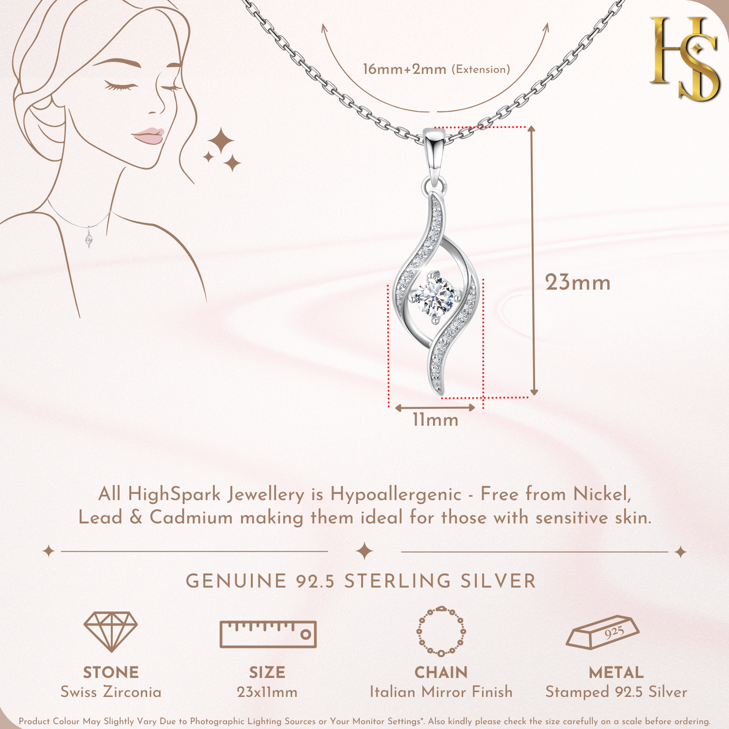 Studded Dew Drop Solitaire Pendant in 92.5 Sterling Silver With Diamond like Brilliance Zirconia