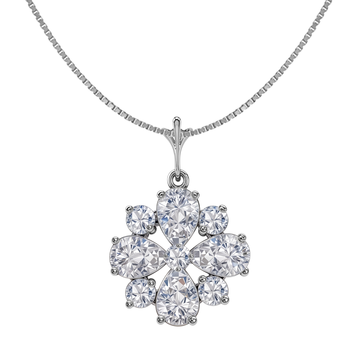 Floret Snowflake Solitaire Pendant in 92.5 Sterling Silver With Diamond like Brilliance Zirconia