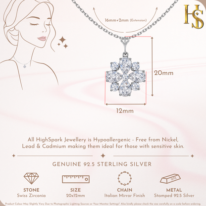 Floret Snowflake Solitaire Pendant in 92.5 Sterling Silver With Diamond like Brilliance Zirconia
