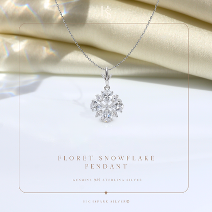 Floret Snowflake Solitaire Pendant in 92.5 Sterling Silver With Diamond like Brilliance Zirconia