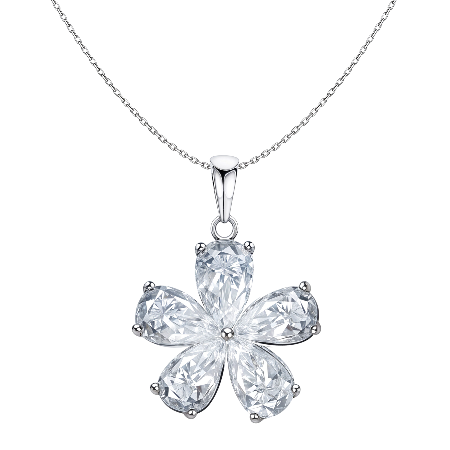 Plumeria Flower Solitaire Pendant in 92.5 Sterling Silver With Diamond like Brilliance Zirconia