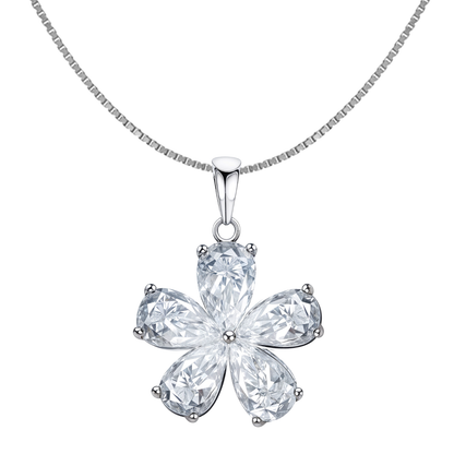 Plumeria Flower Solitaire Pendant in 92.5 Sterling Silver With Diamond like Brilliance Zirconia