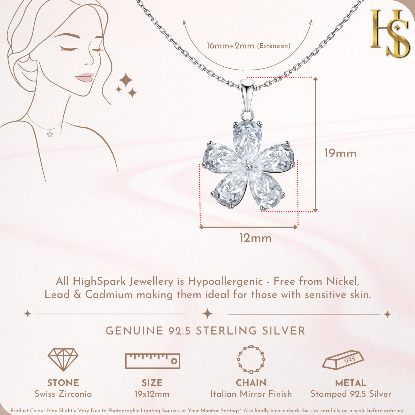 Plumeria Flower Solitaire Pendant in 92.5 Sterling Silver With Diamond like Brilliance Zirconia