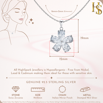 Plumeria Flower Solitaire Pendant in 92.5 Sterling Silver With Diamond like Brilliance Zirconia