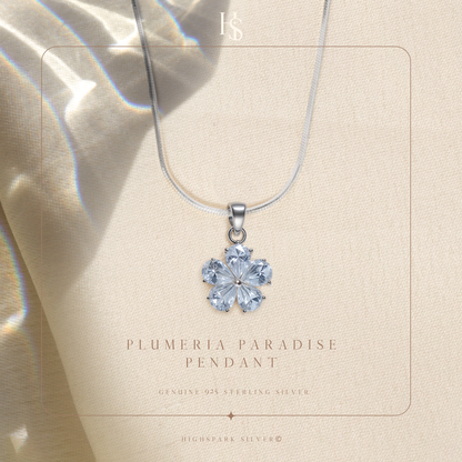 Plumeria Flower Solitaire Pendant in 92.5 Sterling Silver With Diamond like Brilliance Zirconia