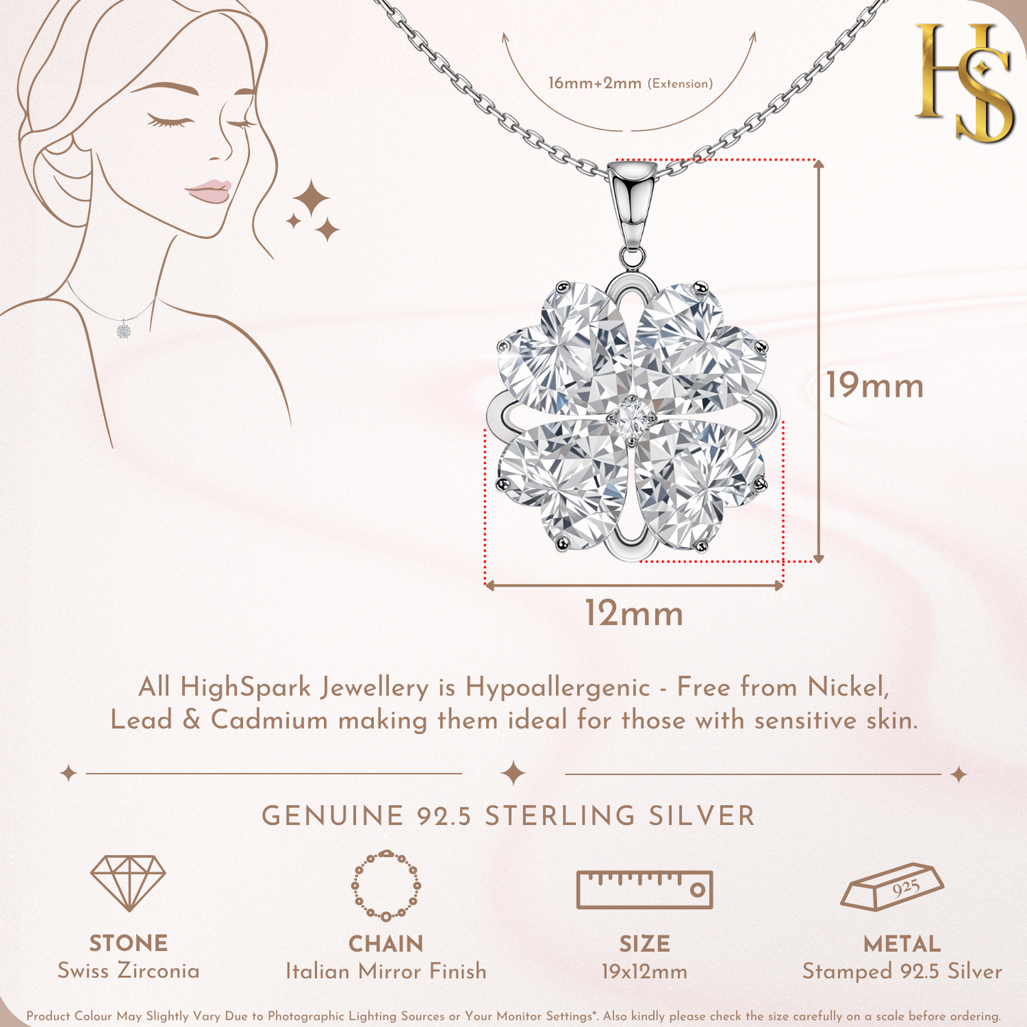 Dazzling Petunia Solitaire Pendant in 92.5 Sterling Silver With Diamond like Brilliance Zirconia