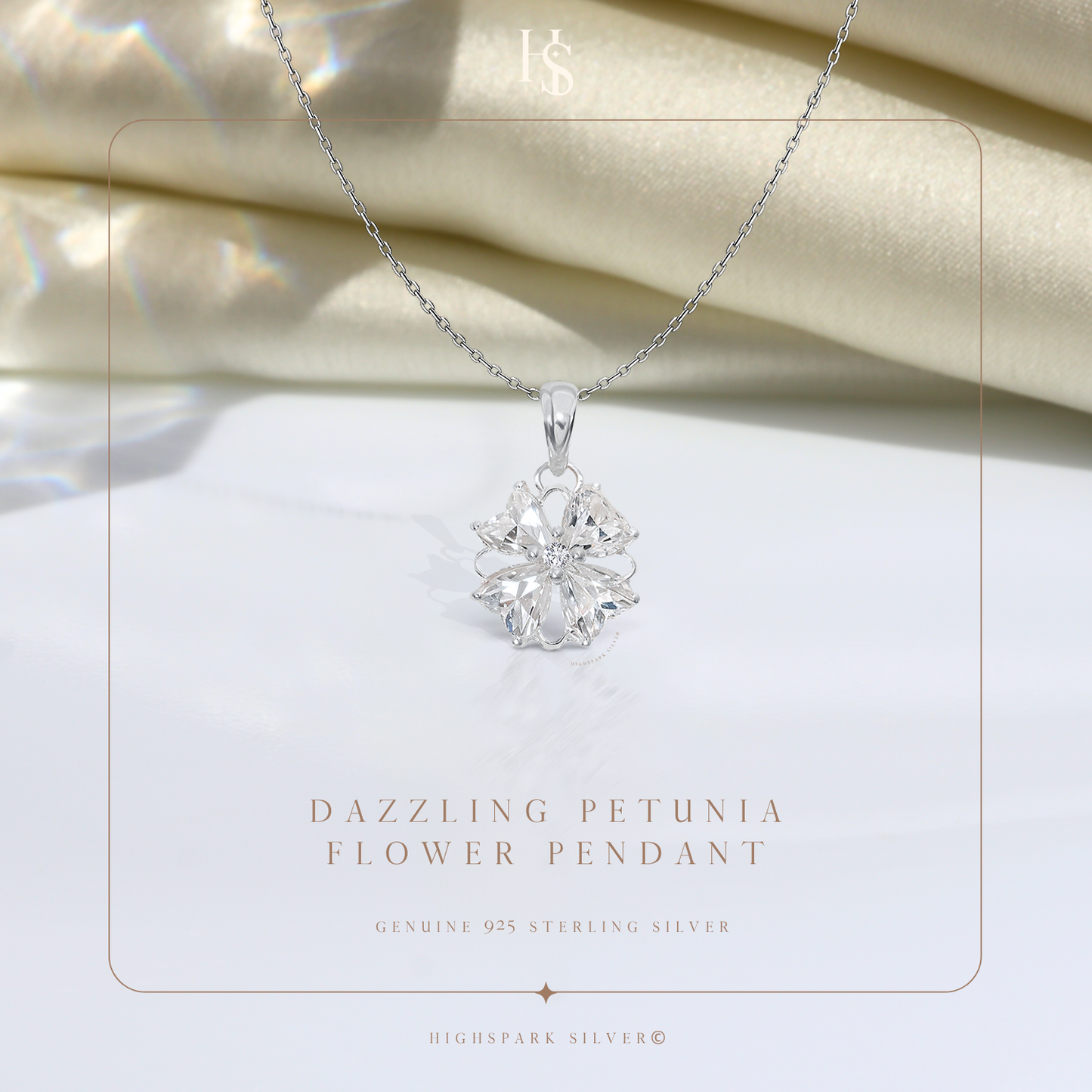 Dazzling Petunia Solitaire Pendant in 92.5 Sterling Silver With Diamond like Brilliance Zirconia