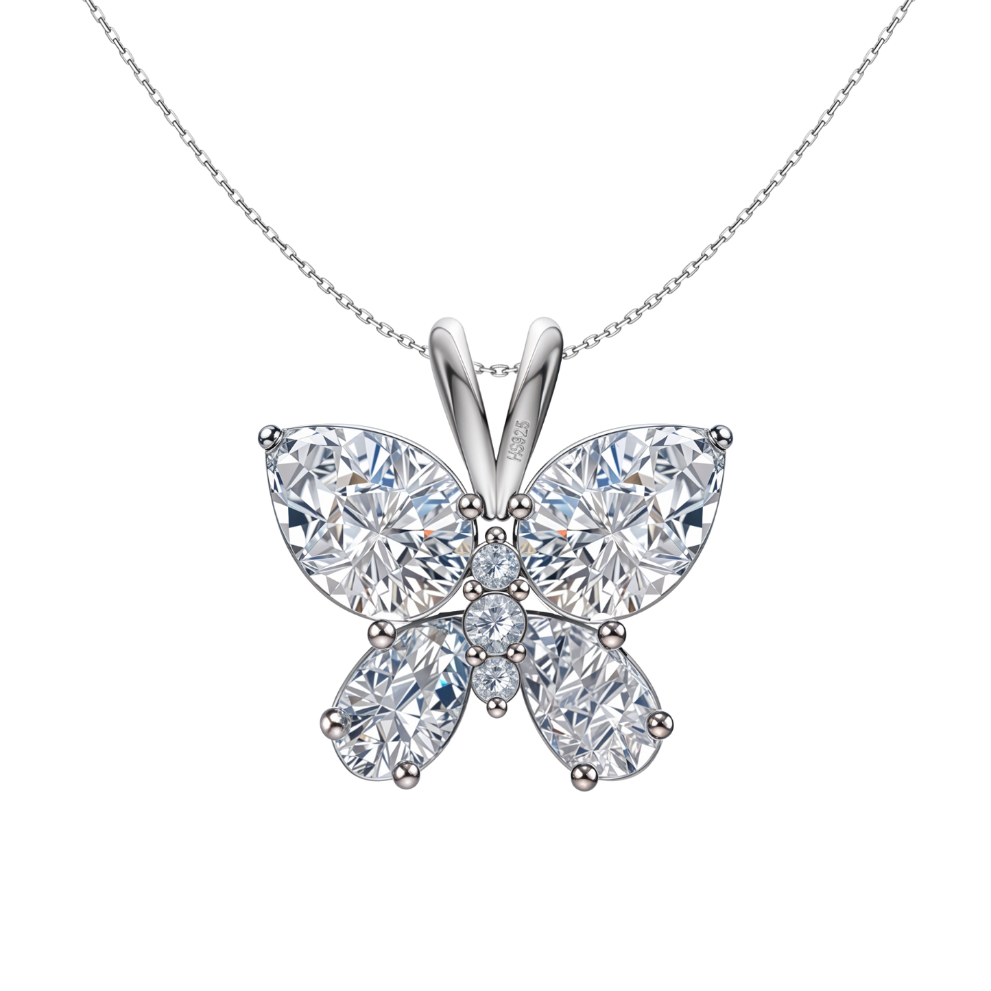 Studded Butterfly Solitaire Pendant in 92.5 Sterling Silver With Diamond like Brilliance Zirconia