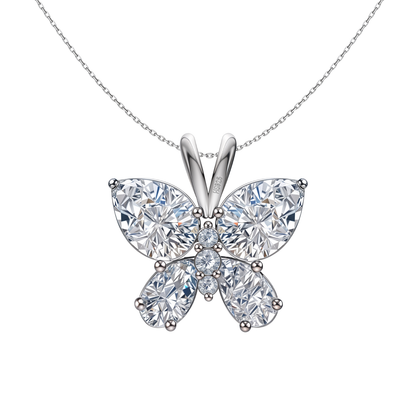 Studded Butterfly Solitaire Pendant in 92.5 Sterling Silver With Diamond like Brilliance Zirconia