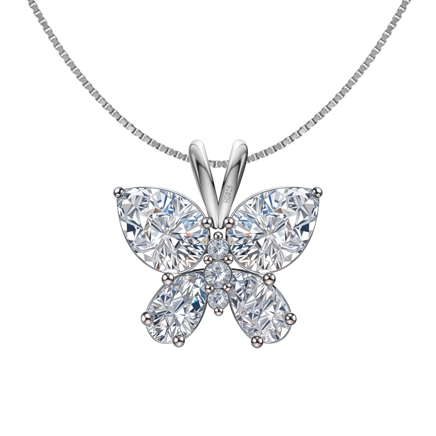 Studded Butterfly Solitaire Pendant in 92.5 Sterling Silver With Diamond like Brilliance Zirconia