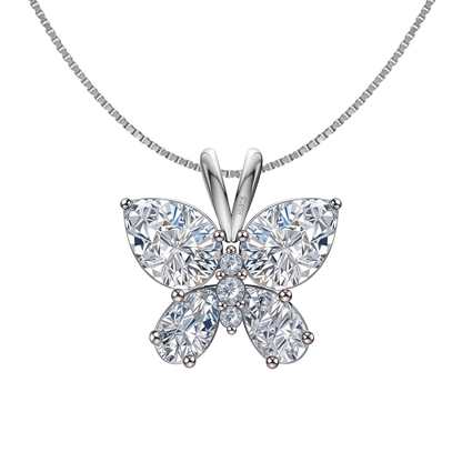 Studded Butterfly Solitaire Pendant in 92.5 Sterling Silver With Diamond like Brilliance Zirconia