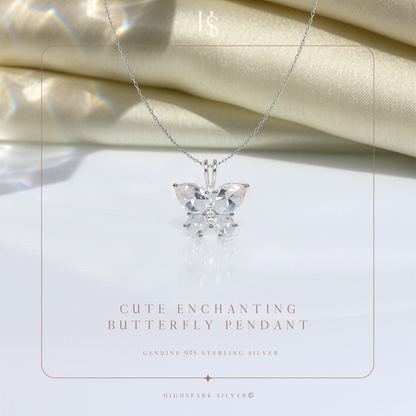 Studded Butterfly Solitaire Pendant in 92.5 Sterling Silver With Diamond like Brilliance Zirconia