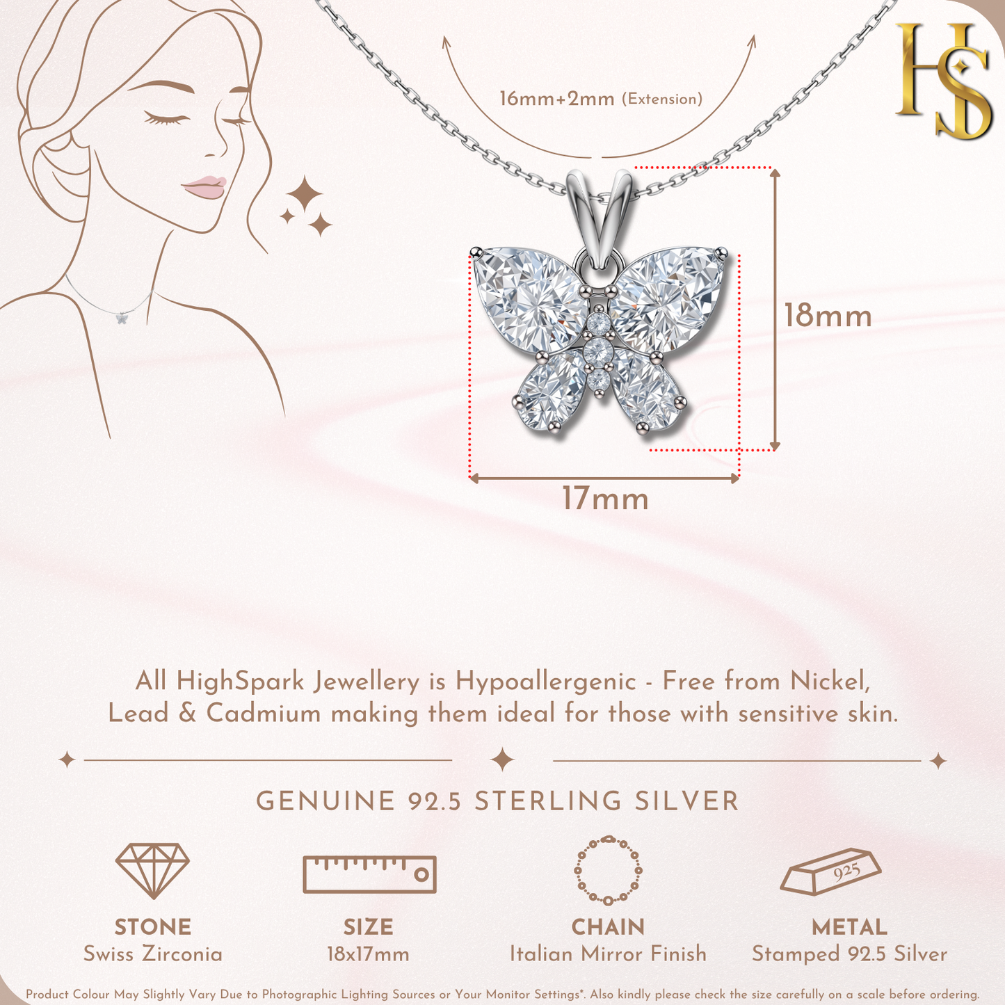 Enchanting Butterfly Solitaire Pendant in 92.5 Sterling Silver With Diamond like Brilliance Zirconia