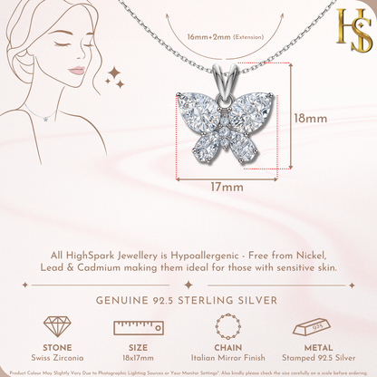 Enchanting Butterfly Solitaire Pendant in 92.5 Sterling Silver With Diamond like Brilliance Zirconia