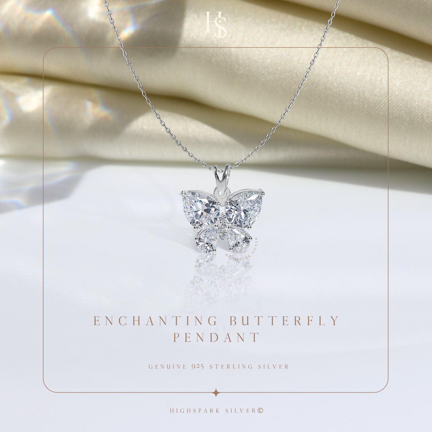 Enchanting Butterfly Solitaire Pendant in 92.5 Sterling Silver With Diamond like Brilliance Zirconia