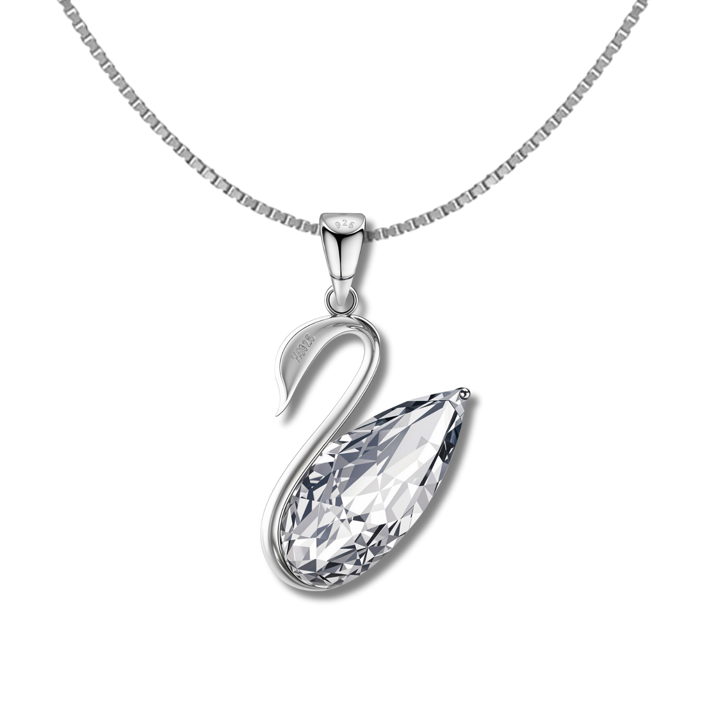 Crystal Swan Solitaire Pendant in 92.5 Sterling Silver With Diamond like Brilliance Zirconia