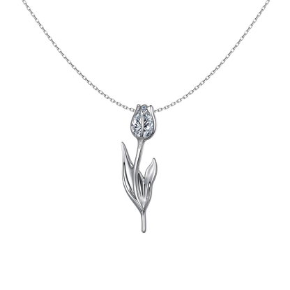 Rose Flower Solitaire Pendant in 92.5 Sterling Silver With Diamond like Brilliance Zirconia
