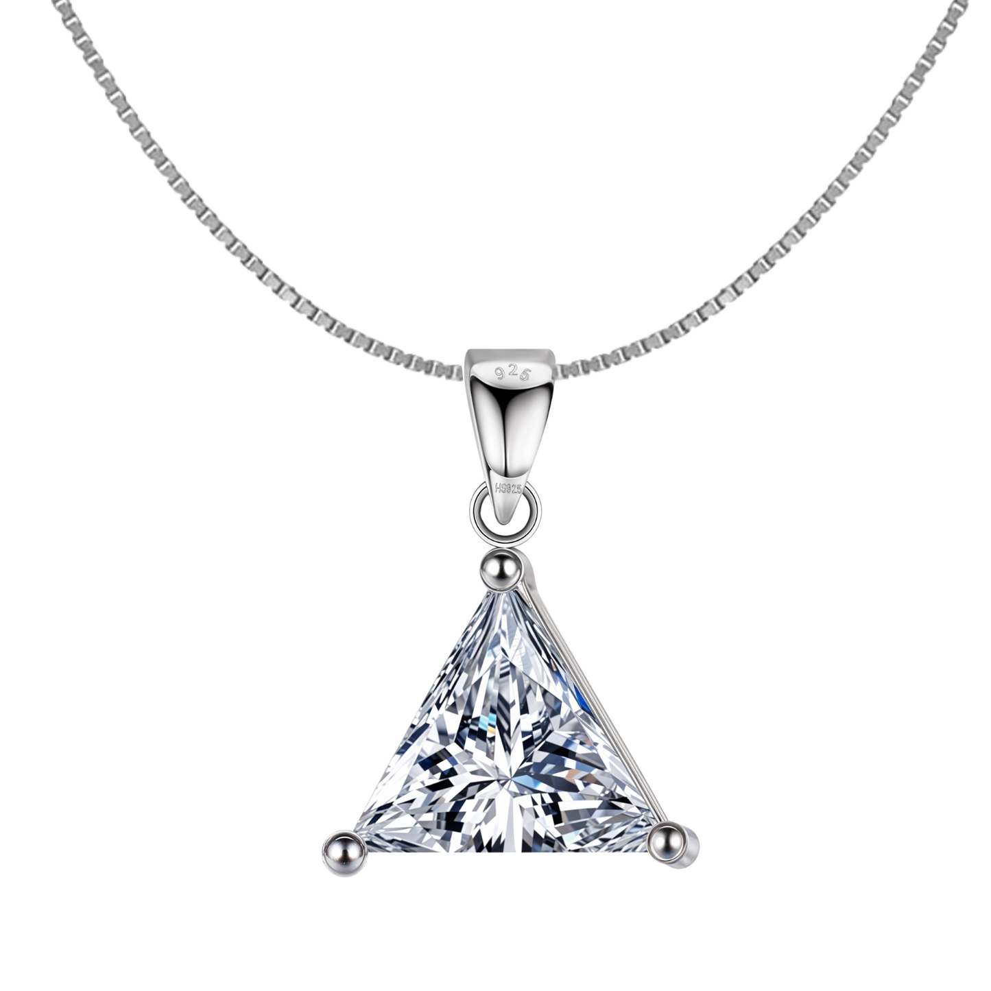 Sparkling Triangular Solitaire Pendant in 92.5 Sterling Silver With Diamond like Brilliance Zirconia