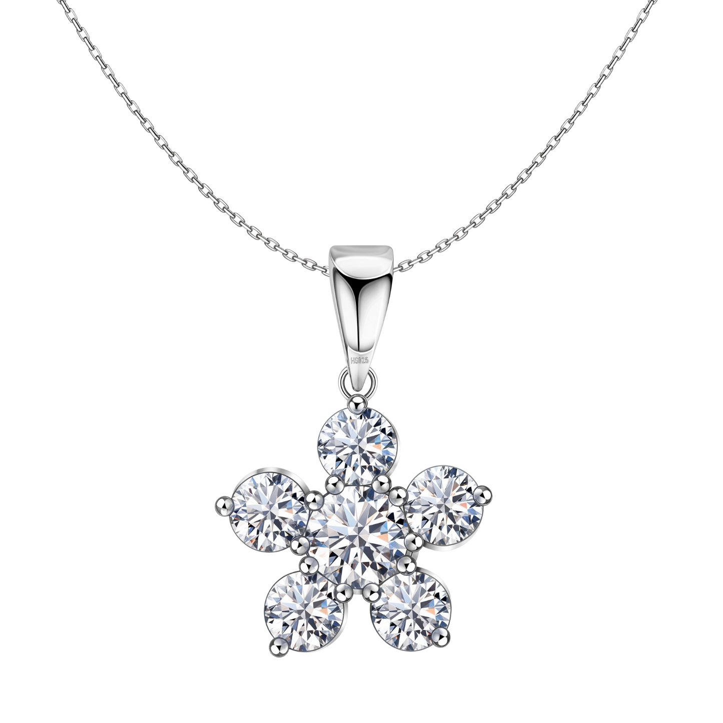 Floral Cluster Solitaire Pendant in 92.5 Sterling Silver With Diamond like Brilliance Sparkling Zirconia
