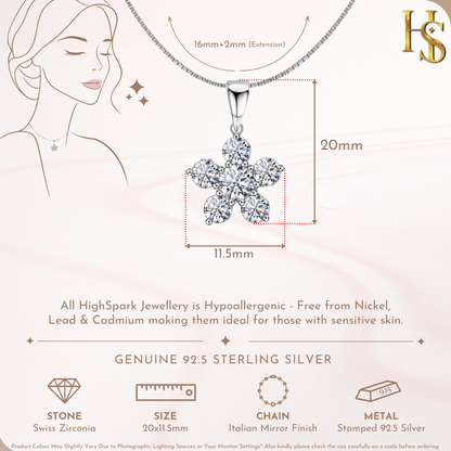 Floral Cluster Solitaire Pendant in 92.5 Sterling Silver With Diamond like Brilliance Sparkling Zirconia