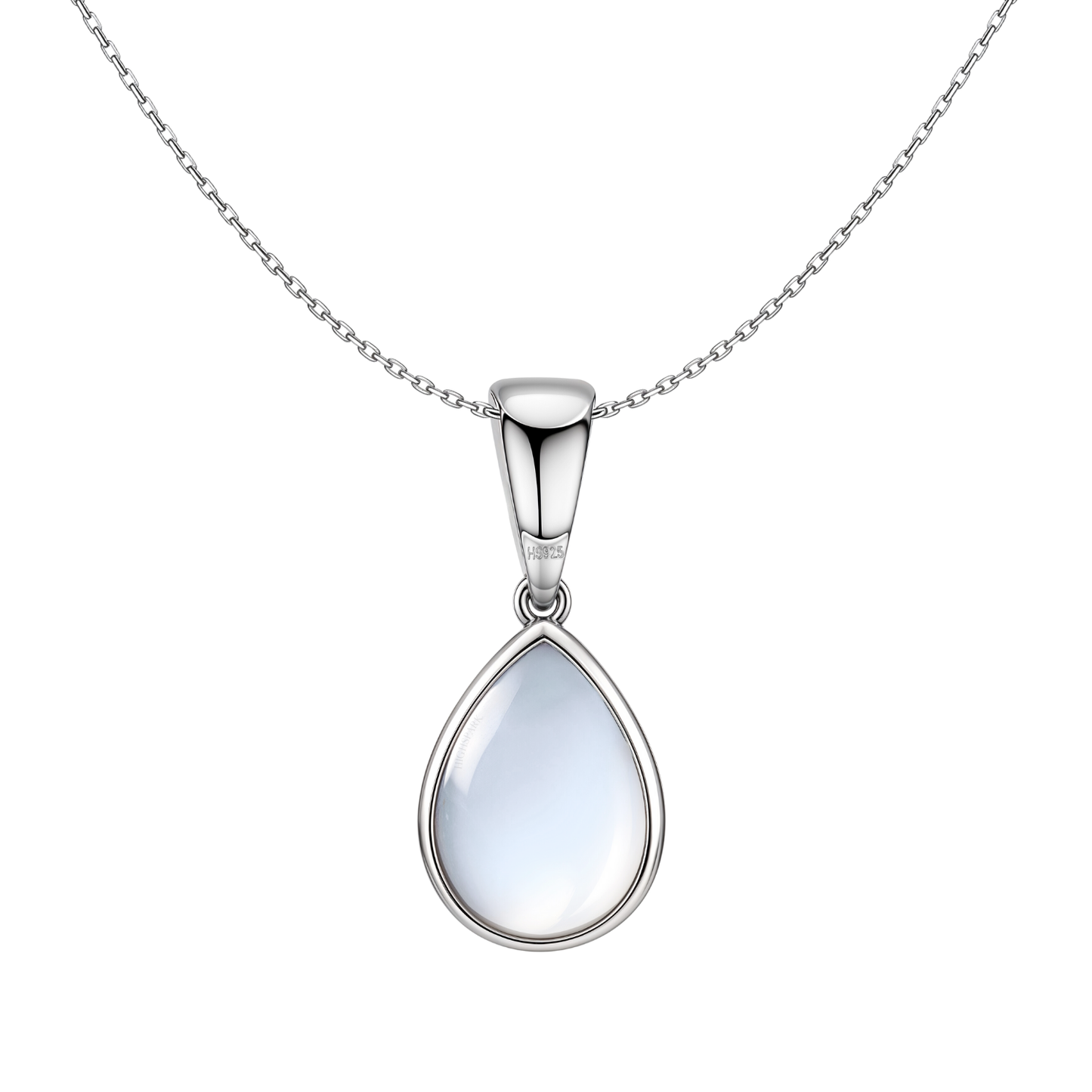 Teardrop Rainbow Moonstone Pendant in 92.5 Sterling Silver For Women