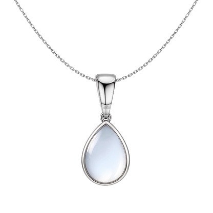 Teardrop Rainbow Moonstone Pendant in 92.5 Sterling Silver For Women