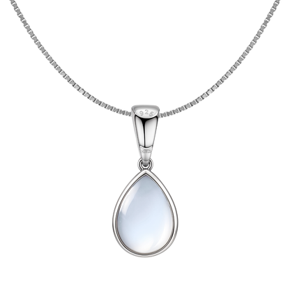 Teardrop Rainbow Moonstone Pendant in 92.5 Sterling Silver For Women