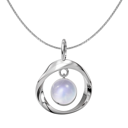 Rainbow Moonstone Infinite Mobius Pendant in 92.5 Sterling Silver For Women