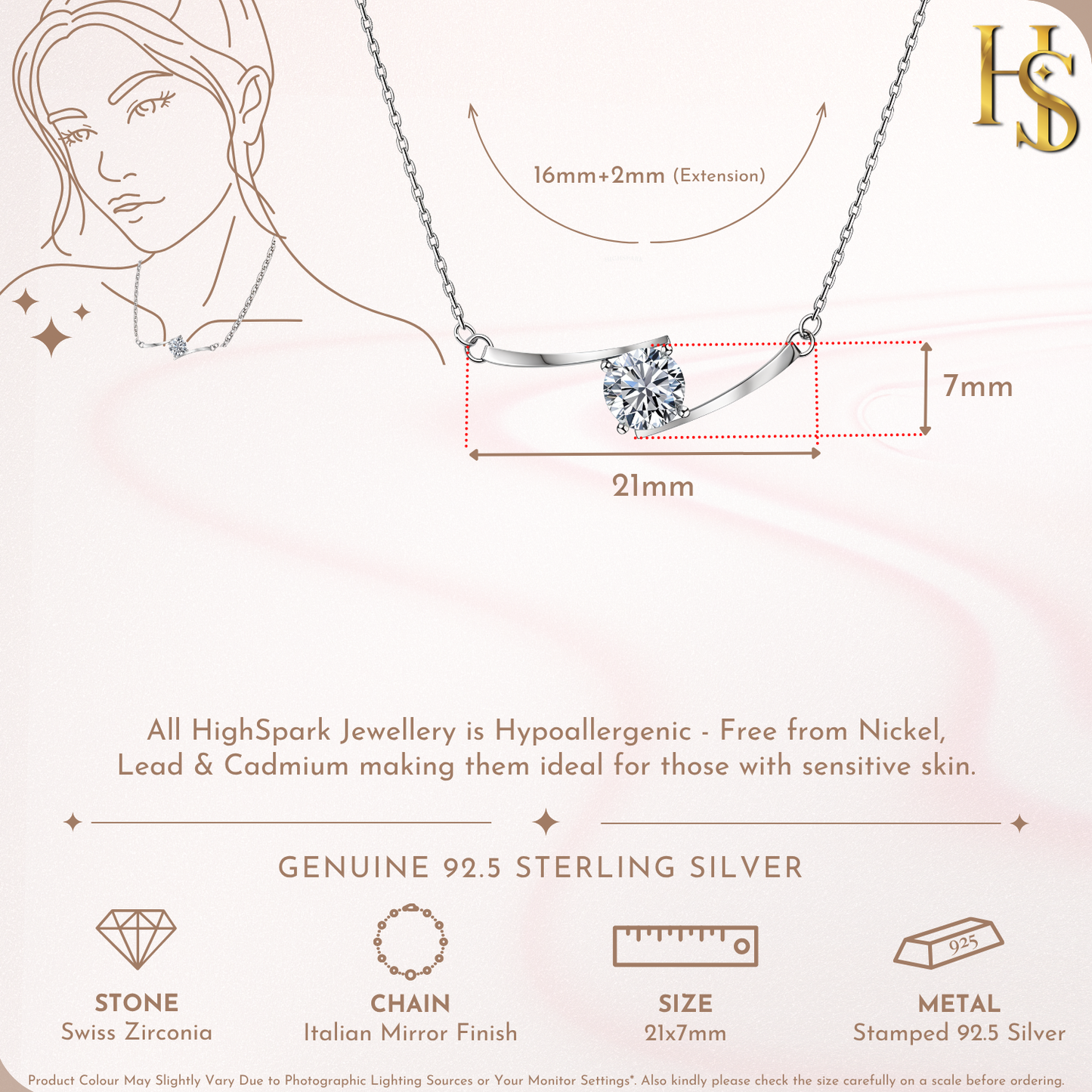 Eternal Spark Solitaire Necklace in 92.5 Sterling Silver With Diamond like Brilliance Zirconia