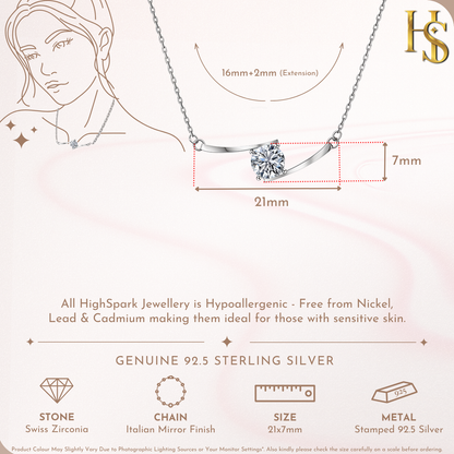 Eternal Spark Solitaire Necklace in 92.5 Sterling Silver With Diamond like Brilliance Zirconia