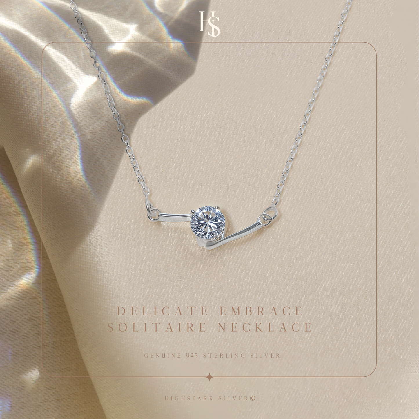 Eternal Spark Solitaire Necklace in 92.5 Sterling Silver With Diamond like Brilliance Zirconia