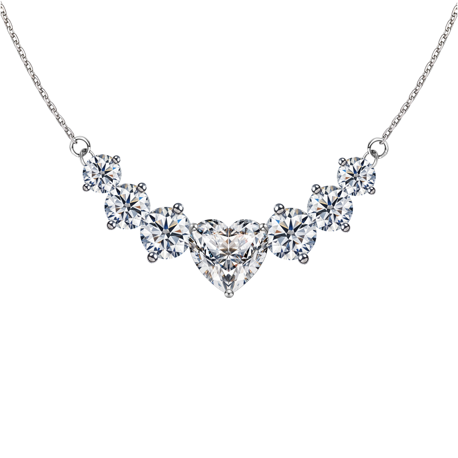 Hearty Solitaire Pendant with American Diamond in Sterling Silver ...