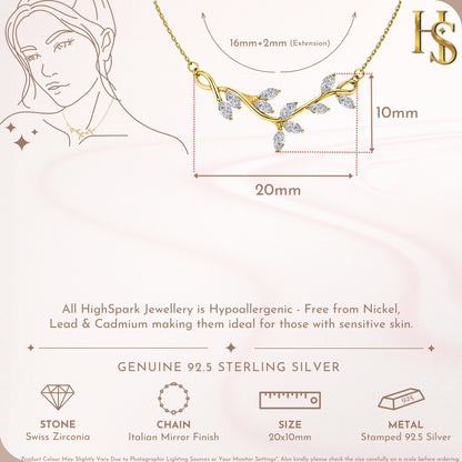 Twinkling Trailing Vines Necklace in 925 Sterling Silver | 18k Gold Finish