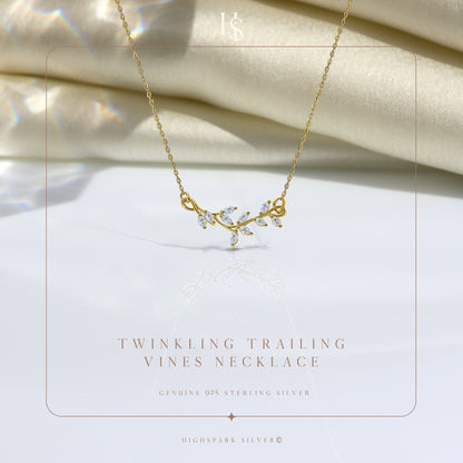 Twinkling Trailing Vines Necklace in 925 Sterling Silver | 18k Gold Finish