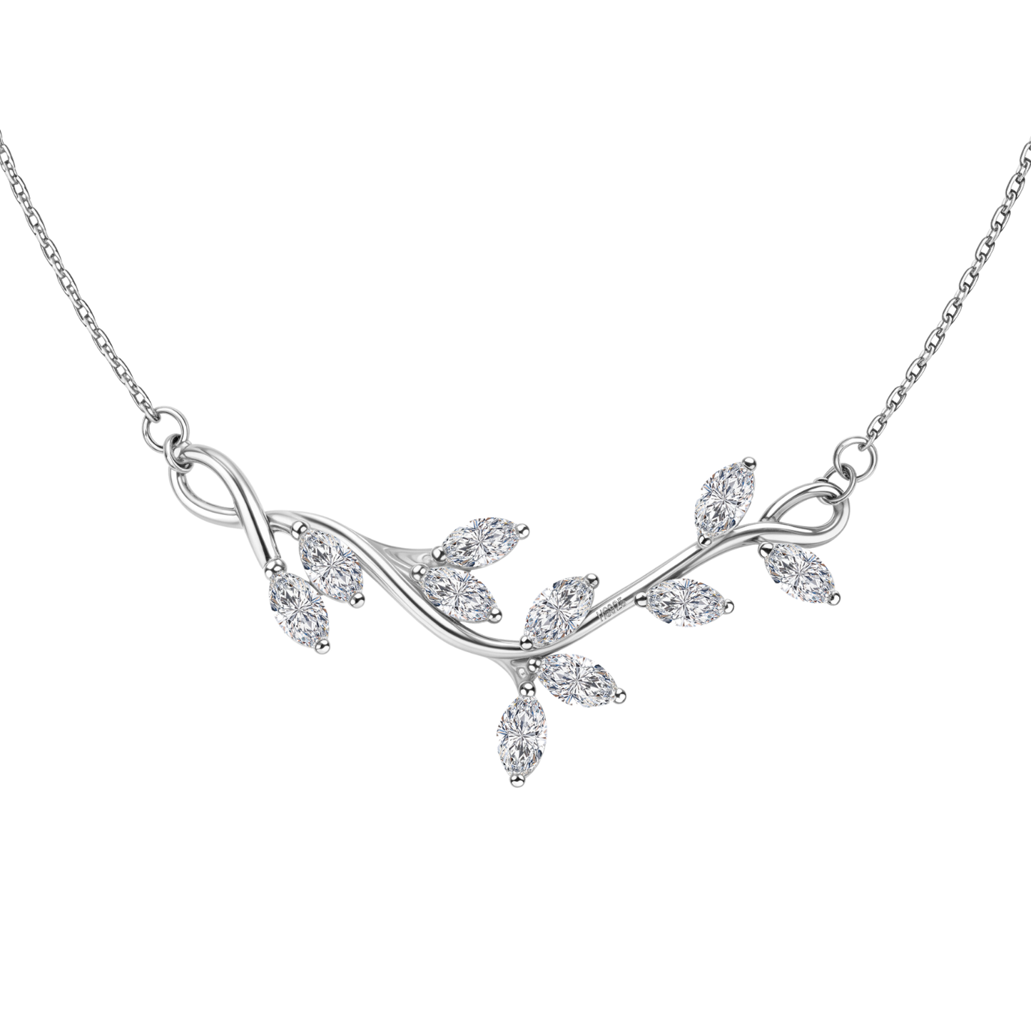 Solitaire Leaf Necklace in 92.5 Sterling Silver With Diamond like Brilliance Zirconia