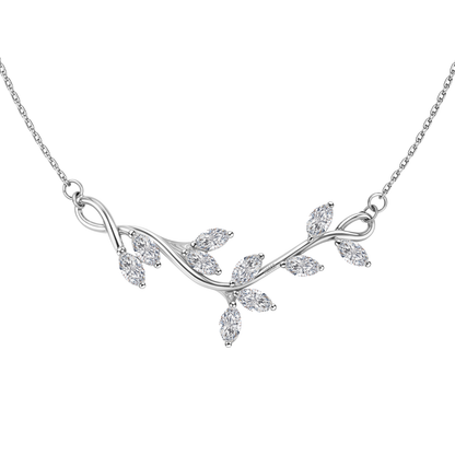 Solitaire Leaf Necklace in 92.5 Sterling Silver With Diamond like Brilliance Zirconia