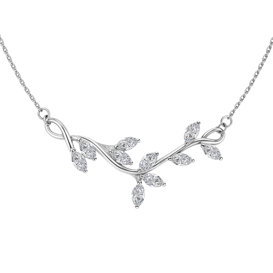 Solitaire Leaf Necklace in 92.5 Sterling Silver With Diamond like Brilliance Zirconia