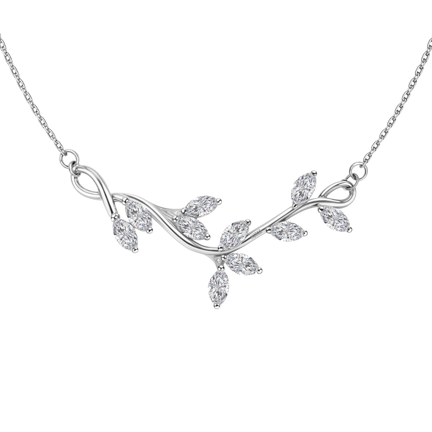 Solitaire Leaf Necklace in 92.5 Sterling Silver With Diamond like Brilliance Zirconia