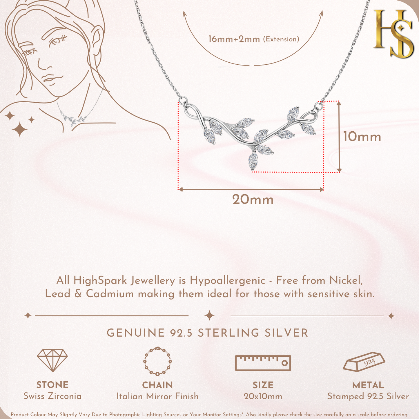 Solitaire Leaf Necklace in 92.5 Sterling Silver With Diamond like Brilliance Zirconia