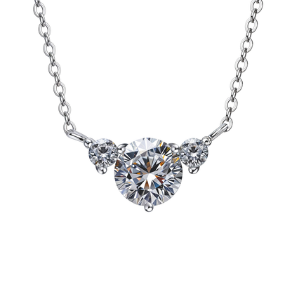 Angelic Tri Solitaire Necklace in 92.5 Sterling Silver With Diamond like Brilliance Zirconia