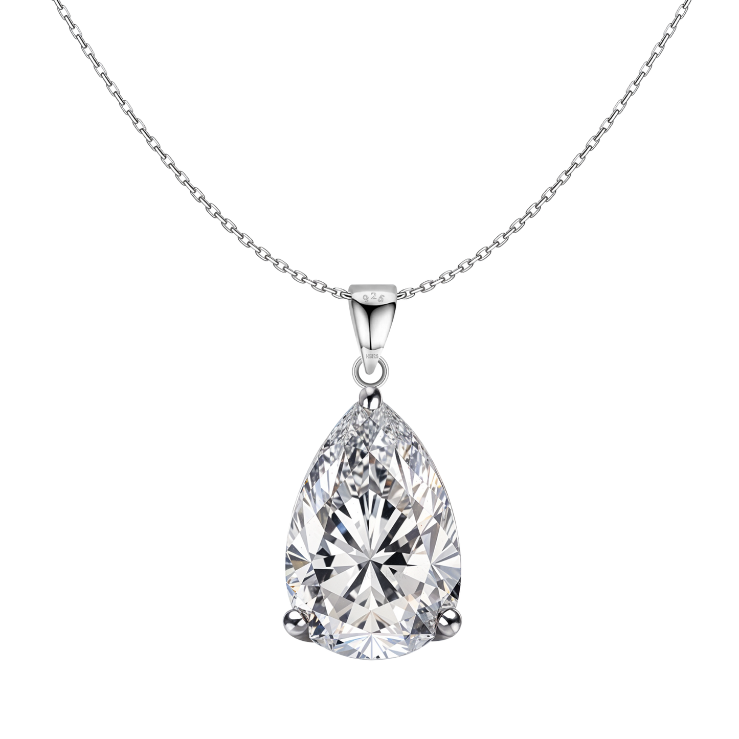 Pear Shaped Solitaire Pendant in 92.5 Sterling Silver With Diamond like Brilliance Zirconia