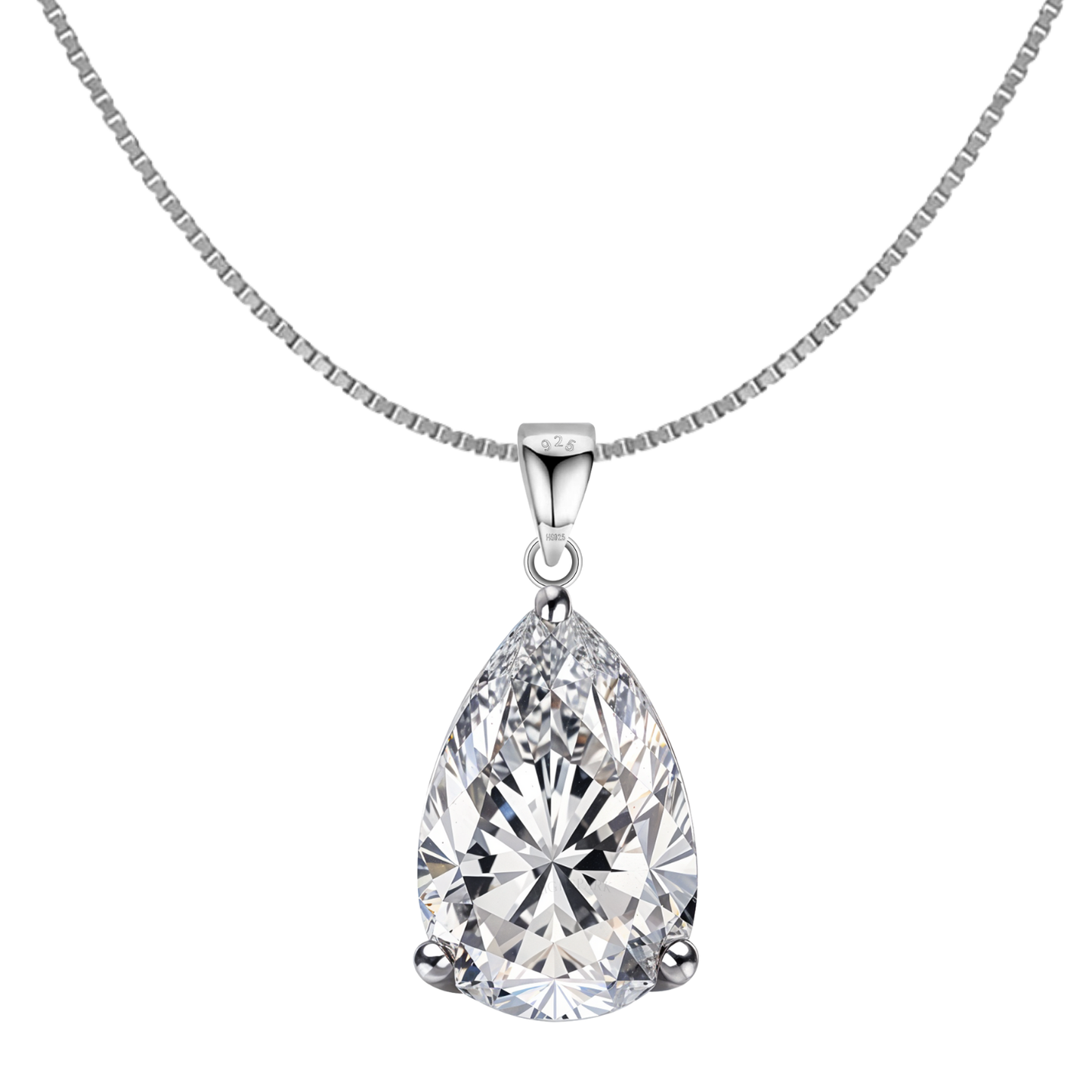 Pear Shaped Solitaire Pendant in 92.5 Sterling Silver With Diamond like Brilliance Zirconia